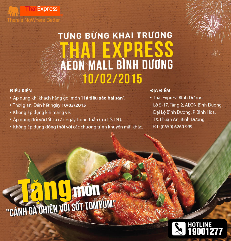 Tặng món khai trương Thai Express